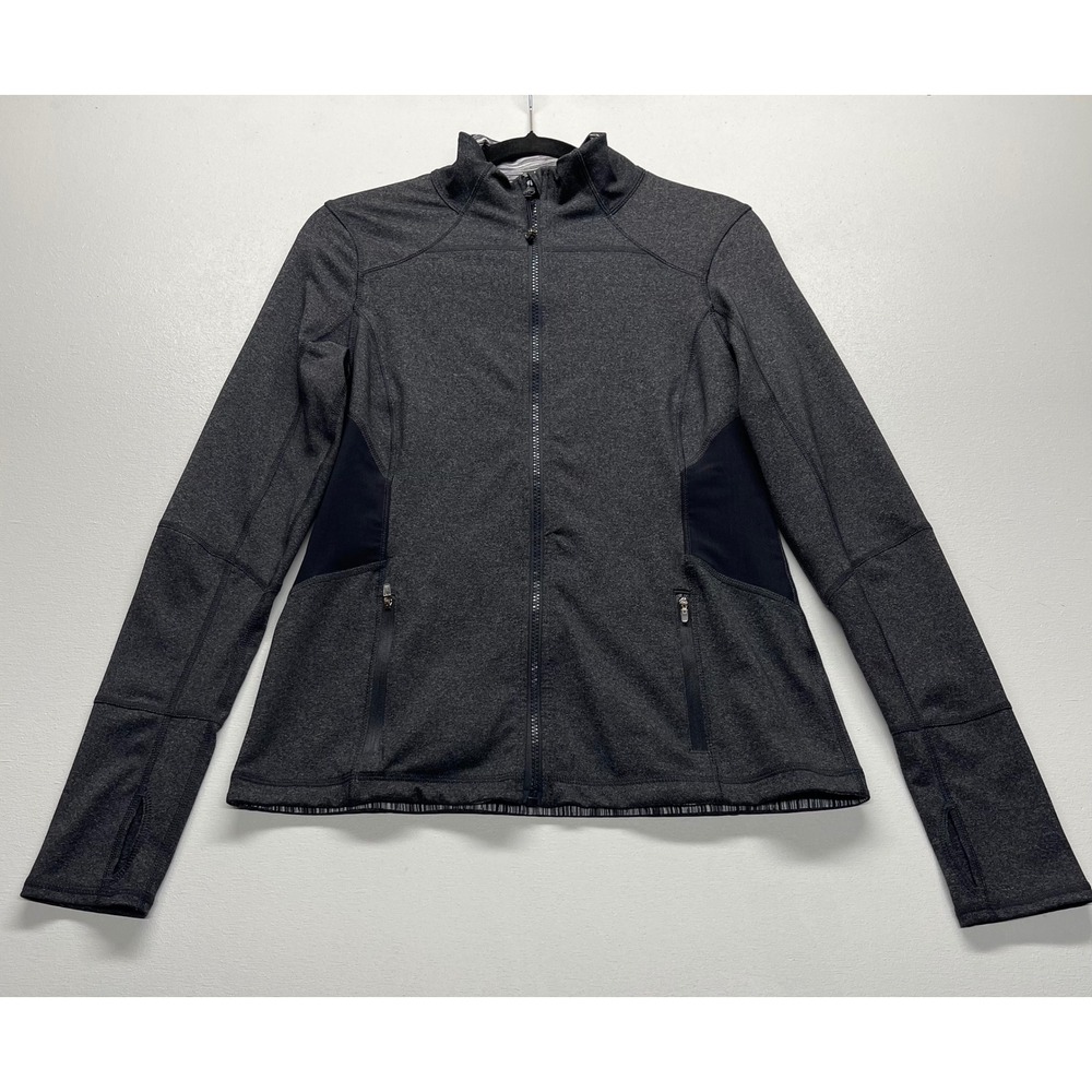 Kirkland‎ Women's Charcoal Grey  Zip Active Jacket Medium Thumbholes Mesh Back